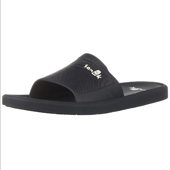 Sanuk Men’s Beachwalker Slides in Navy - Picture 2 of 5
